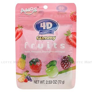 Kẹo dẻo Amos trái cây 4D gói 72g