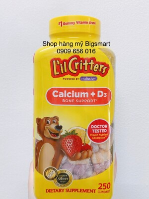 Kẹo dẻo bổ sung  canxi Gummy Bears L’il Critters Calcium + D3 250 viên