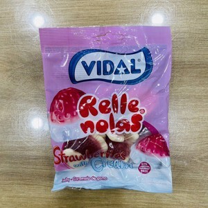 Kẹo dẻo hương dâu và kem nhân thạch Vidal gói 100g