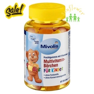 Kẹo gấu vị trái cây bổ sung Vitamin tổng hợp cho trẻ em Mivolis Mutilvitamin Barchen 60 viên