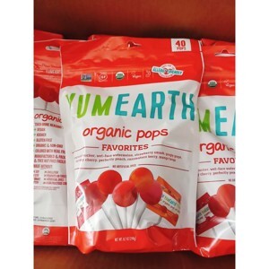 Kẹo mút lollipops Yumearth 8 hương vị trái cây 40 cái