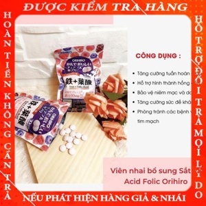 Kẹo ngậm bổ sung Sắt và Folic Acid Orihiro 120 viên