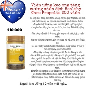 Keo Ong Propolis Healthy Care - 1000 mg 200 viên