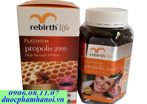 Keo ong Úc - Rebirth Life Platinum Propolis 2000mg - 300 viên