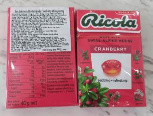 Kẹo Ricola Carton Box Cranberry 40g