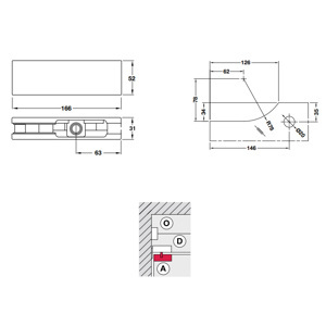 Kẹp kính dưới Cửa Kính Bauma 932.03.603