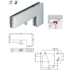 Kẹp kính L inox mờ 120kg 981.50.040