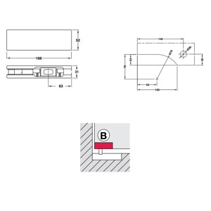 Kẹp kính trên cửa kính Bauma 932.03.604