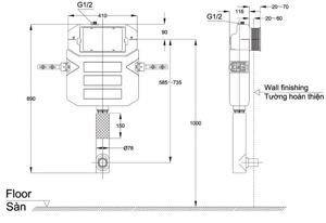 Két nước âm tường Toto WH050