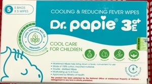Khăn lau hạ sốt Dr.Papie 0M+ (5 tờ)