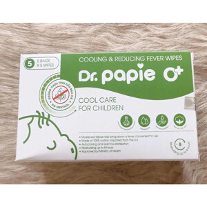 Khăn lau hạ sốt Dr.Papie 0M+ (5 tờ)