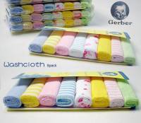 Bộ 8 khăn mặt Gerber cho bé nhiều màu sắc chất liệu cotton