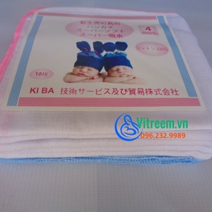 Khăn sữa kiba 4 lớp mềm mại (10 khăn)