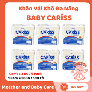 Khăn vải khô đa năng baby cariss- gói 500 tờ