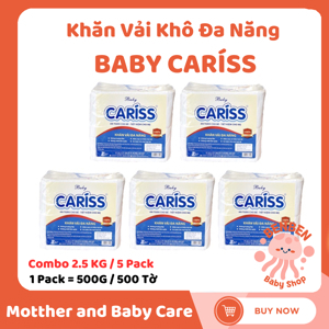 Khăn vải khô đa năng baby cariss- gói 500 tờ