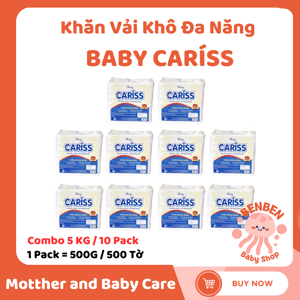 Khăn vải khô đa năng baby cariss- gói 500 tờ