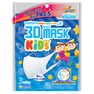 Khẩu trang trẻ em Unicharm 3D Mask Kids gói 3 cái