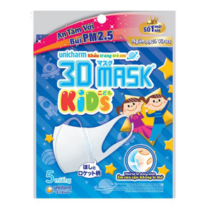 Khẩu trang trẻ em Unicharm 3D Mask Kids gói 3 cái