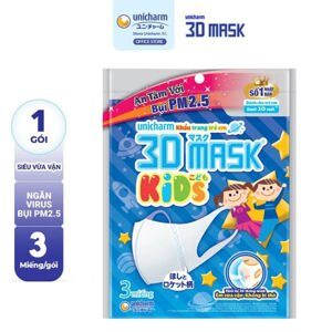 Khẩu trang trẻ em Unicharm 3D Mask Kids gói 3 cái