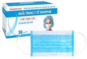 Khẩu trang y tế Tanaphar xanh 4 lớp (hộp 50 chiếc)