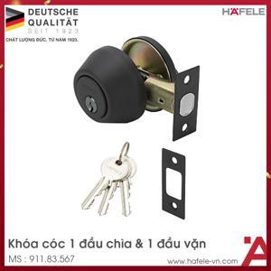 Khoá cóc 1 đầu chìa 1 đầu vặn đen mờ Hafele 911.83.567