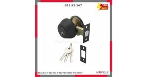 Khoá cóc 1 đầu chìa 1 đầu vặn đen mờ Hafele 911.83.567