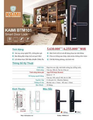 Khóa cửa vân tay Kaimi BTM-101