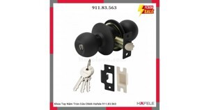 Khóa nắm tròn cho cửa chính đen mờ Hafele 911.83.563