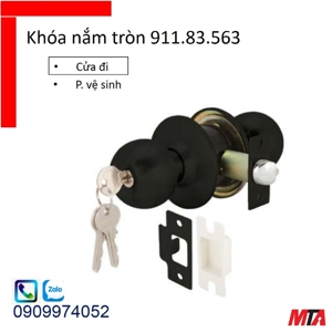 Khóa nắm tròn cho cửa chính đen mờ Hafele 911.83.563