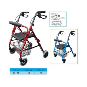 Khung tập đi nhôm có ghế giỏ Lucass W14