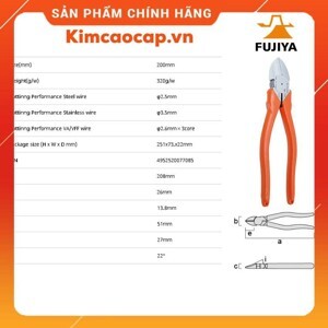 Kìm cắt chéo lưỡi tròn Fujiya 770-200
