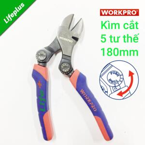 Kìm cắt, kìm kẹp cán xoay 5 tư thế 180mm Workpro W031184