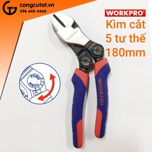 Kìm cắt, kìm kẹp cán xoay 5 tư thế 180mm Workpro W031184