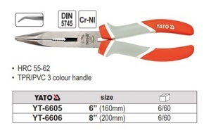 Kìm mũi nhọn cong YT-6605, 6″ (160mm)