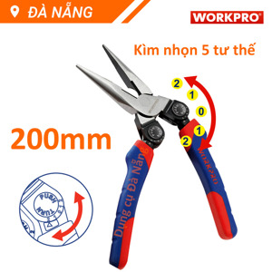 Kìm nhọn cán xoay 5 tư thế 200mm Workpro W031182