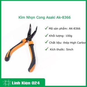 Kìm nhọn mỏ vuông cong Asaki AK-8366 - C2-5inch