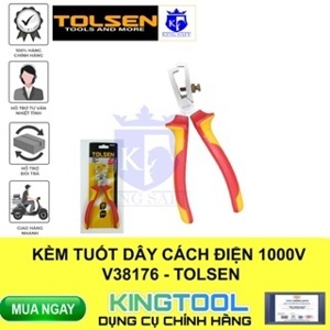 Kìm tuốt dây điện chuyên dùng cách điện Tolsen V38176 6″