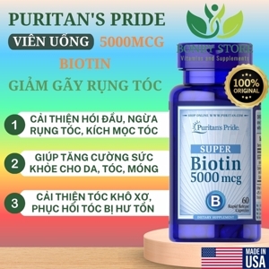 Làm đẹp, da, tóc, móng Puritan's Pride Biotin 5000mg