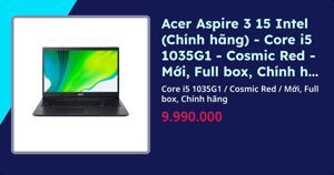 Laptop Acer Aspire 3 A315-57G-524Z NX.HZRSV.009 - Intel Core i5-1035G1, 4GB RAM, SSD 512GB, Nvidia GeForce MX330 2GB, 15.6 inch