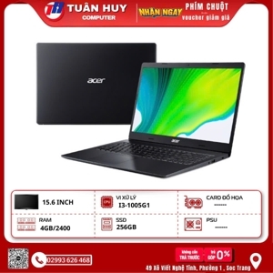 Laptop Acer Aspire 3 A315-57-379K NX.KAGSV.001 - Intel Core i3-1005G1, 4GB RAM, SSD 256GB, Intel UHD Graphics, 15.6 inch