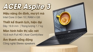 Laptop Acer Aspire 3 A315-57-379K NX.KAGSV.001 - Intel Core i3-1005G1, 4GB RAM, SSD 256GB, Intel UHD Graphics, 15.6 inch