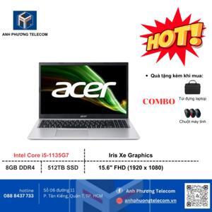 Laptop Acer Aspire 3 A315-58-54M5 NX.ADDSV.00M - Intel core  i5-1135G7, 8GB RAM, SSD 512GB, Intel Iris Xe Graphics, 15.6 inch