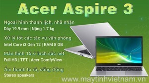 Laptop Acer Aspire 3 A315-59-38PG NX.K6TSV.00A - Intel Core i3-1215U, 8GB RAM, SSD 512GB, Intel UHD Graphics, 15.6 inch