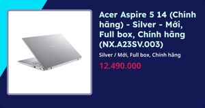 Laptop Acer Aspire 5 A514-54-39KU NX.A23SV.003 - Intel core i3-1115G4, 4GB RAM, SSD 256GB, Intel UHD Graphics, 14 inch