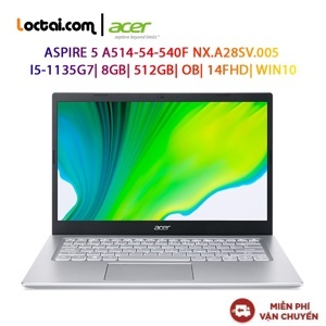 Laptop Acer Aspire 5 A514-54-540F NX.A28SV.005 - Intel Core i5-1135G7, 8GB RAM, SSD 512GB, Intel Iris Xe Graphics, 14 inch