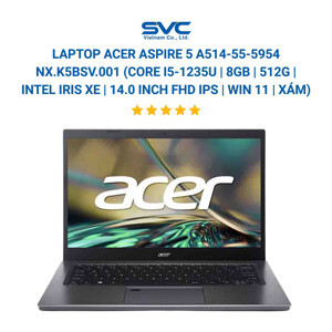 Laptop Acer Aspire 5 A514-55-5954 NX.K5BSV.001 - Intel core i5-1235U, 16GB RAM, SSD 512GB, Intel Iris Xe Graphics, 14 inch