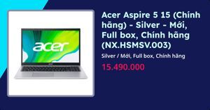 Laptop Acer Aspire 5 A515-55-55JA NX.HSMSV.003 - Intel Core i5-1035G1, 4GB RAM, SSD 512GB, Intel UHD Graphics, 15.6 inch