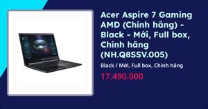 Laptop Acer Gaming Aspire 7 A715-41G-R282 NH.Q8SSV.005 - AMD Ryzen 5-3550H, 8GB RAM, SSD 512GB, Nvidia Geforce GTX 1650Ti 4GB GDDR6, 15.6 inch