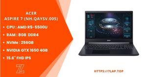 Laptop Acer Gaming Aspire 7 A715-42G-R1SB NH.QAYSV.005 - AMD Ryzen R5-5500U, 8GB RAM, SSD 256GB, Nvidia GeForce GTX 1650 4GB GDDR6, 15.6 inch