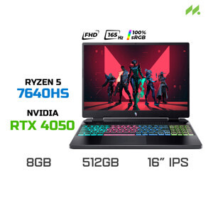 Laptop Acer Nitro 16 Phoenix AN16-41-R50Z - AMD Ryzen 5 7640HS, 8GB RAM, SSD 512GB, Nvidia Geforce RTX 4050 6GB, 16 inch